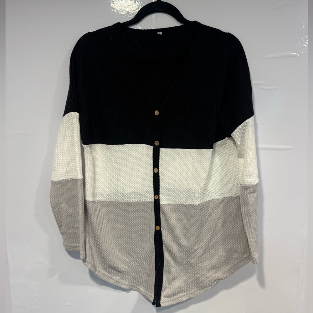 Block color‎ long sleeve sweater